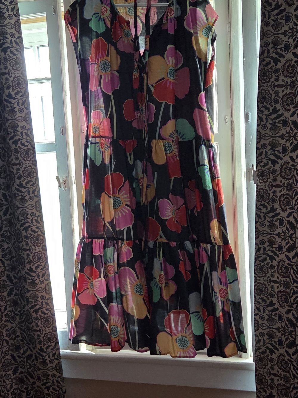 Black Floral Midi Dress - Picture 2 of 3
